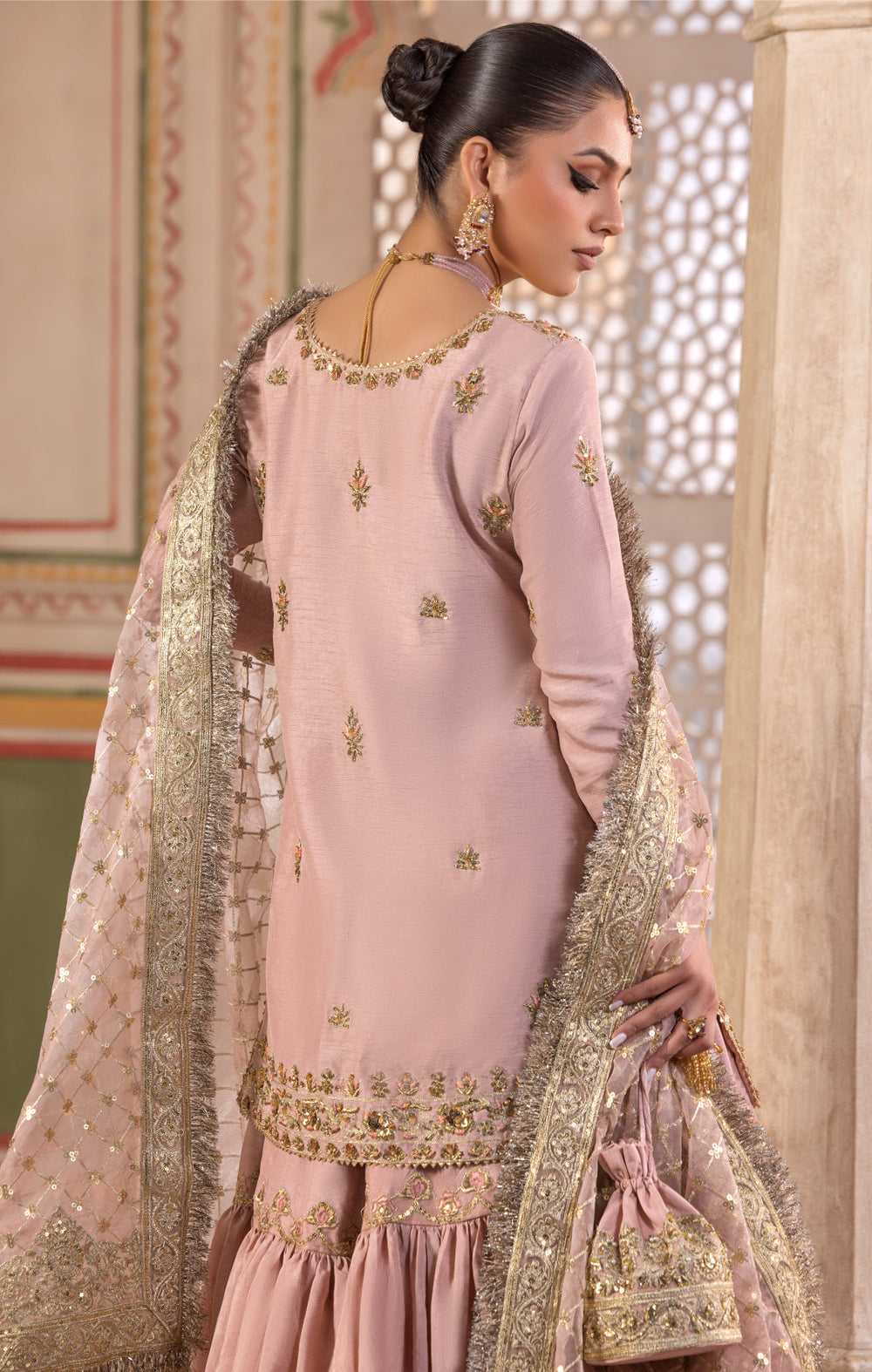 Freya - Nude Pink Blouse & Saree Set